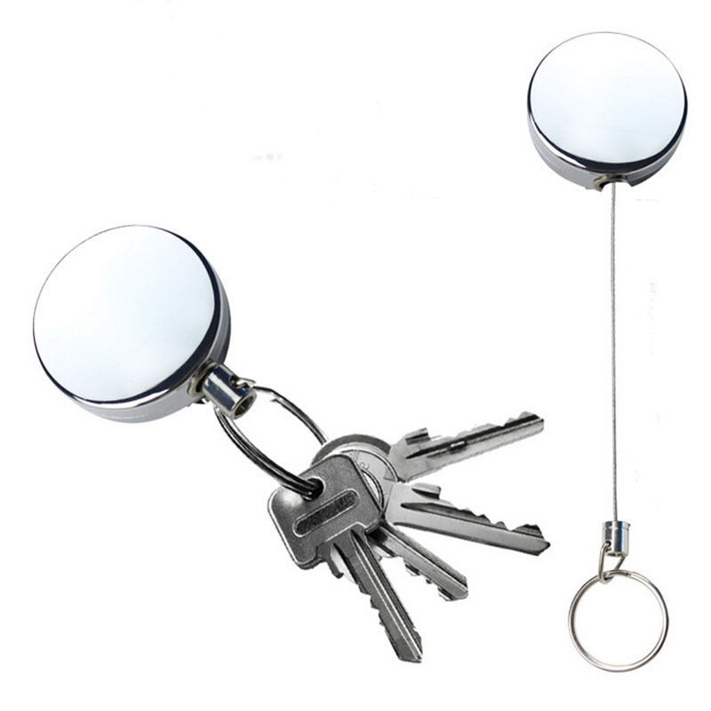 Retraktor metalowy chromowany do kluczy i identyfikatora – linka metalowa (NK210) - obrazek 2