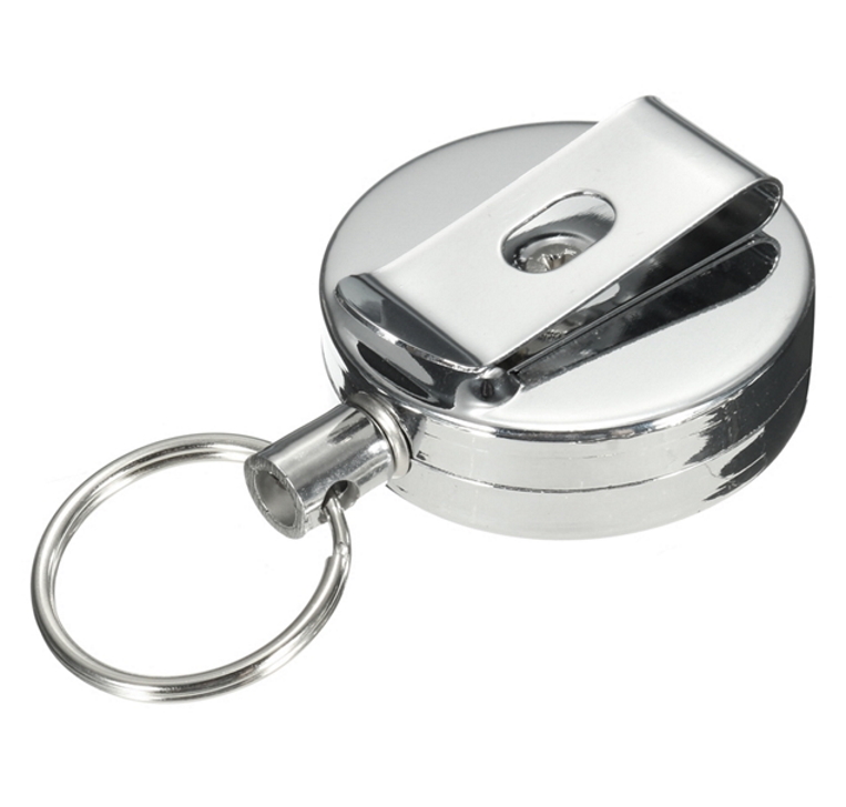 Retraktor metalowy chromowany do kluczy i identyfikatora – linka metalowa (NK210) - obrazek 4