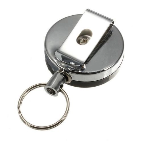 Retraktor metalowy czarny chromowany do kluczy i identyfikatora – linka metalowa (NK211) - obrazek 5