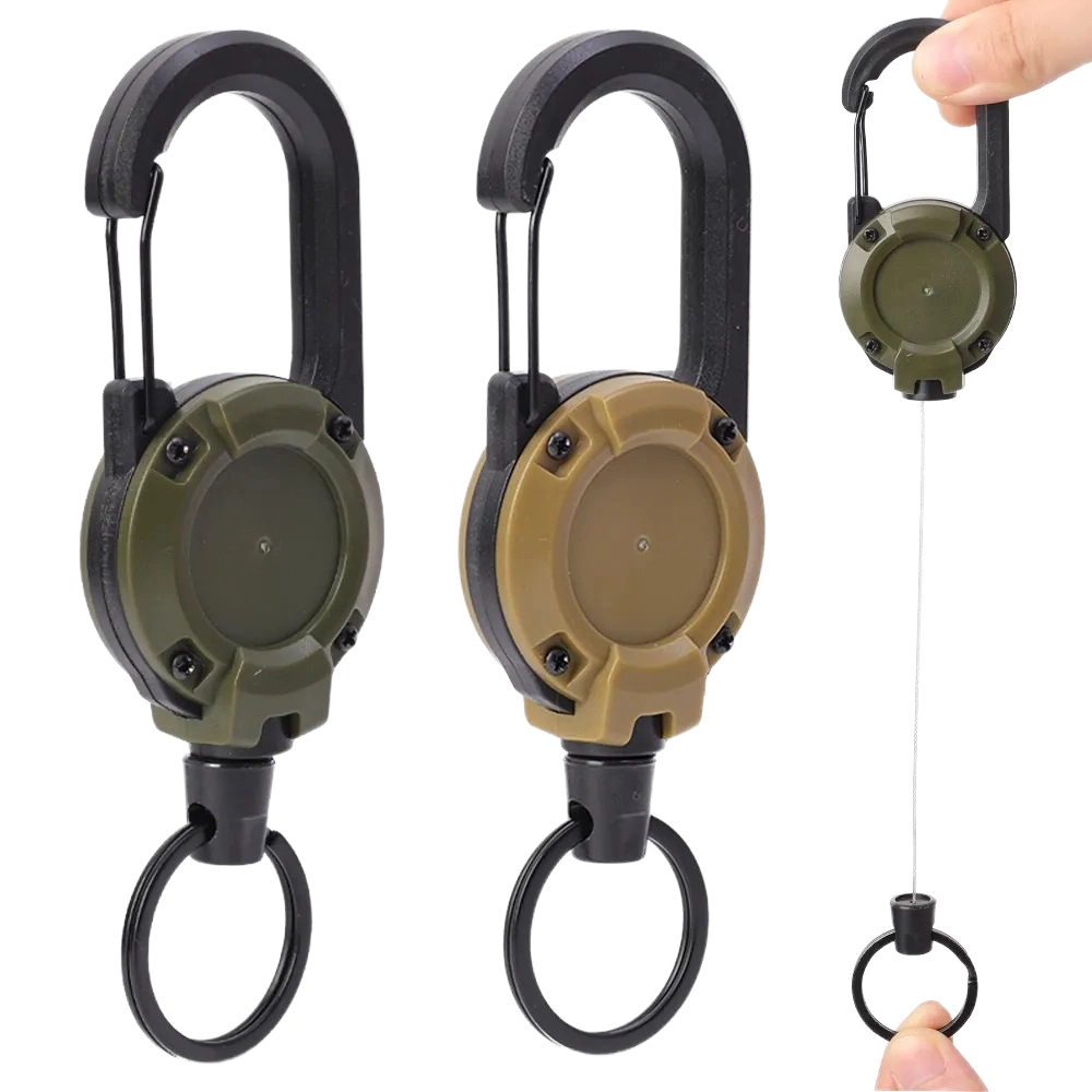 Retraktor "HOOK" w wytrzymałej obudowie z dużym karabińczykiem i metalową linką (NK224) - obrazek 5