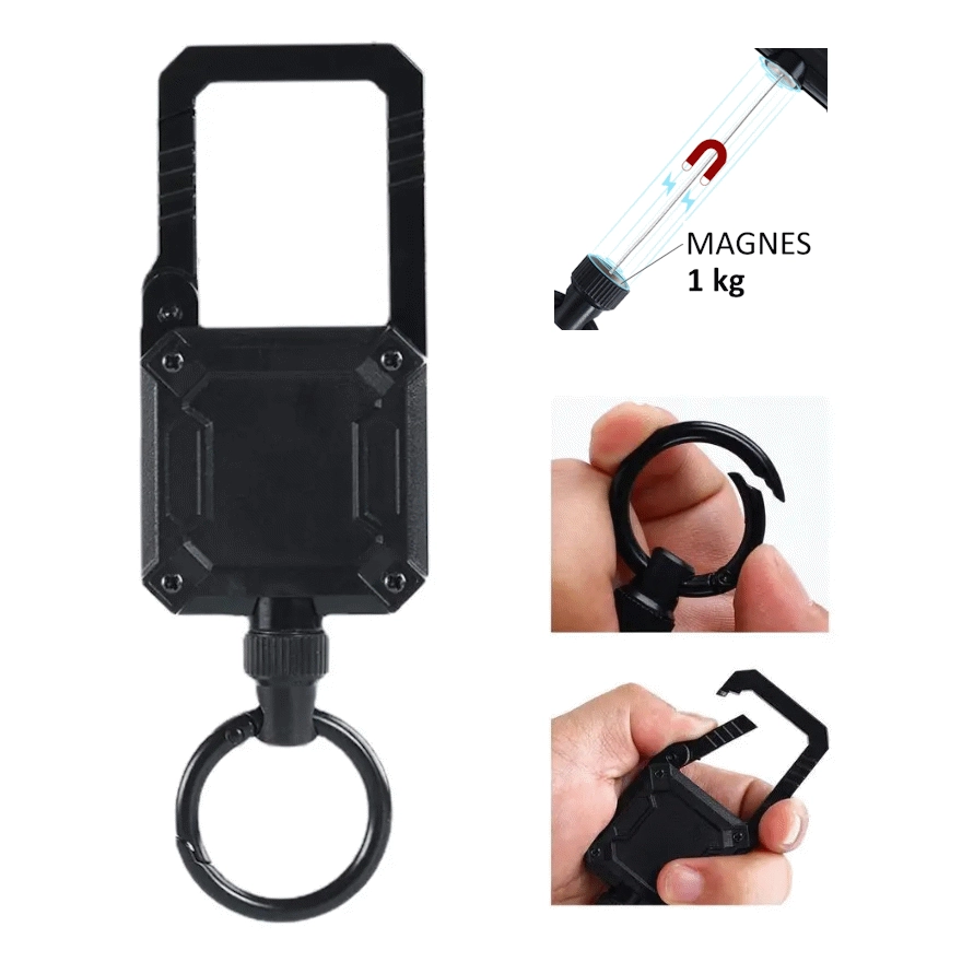 Retraktor HEAVY DUTY z blokadą magnetyczną o sile 1 kg – metalowa linka (NK226) - obrazek 2