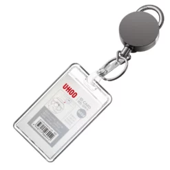 Zestaw etui pionowe (holder) RFID UHOO 6024 + retraktor metalowy dymiony (NK253)